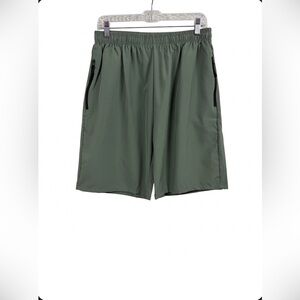 NIP Men's Sage Green Quick-Dry Athletic Shorts - Size Large - Zipper Pockets